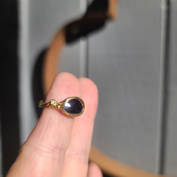 Black Opal & Topaz golden wreath vine ring sz7 - Picture 6 of 10